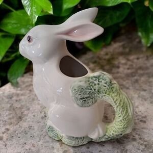 Vintage Pizzato Italy Bunny Pitcher Hand Painted Ceramic Rabbit Jug Collectible
